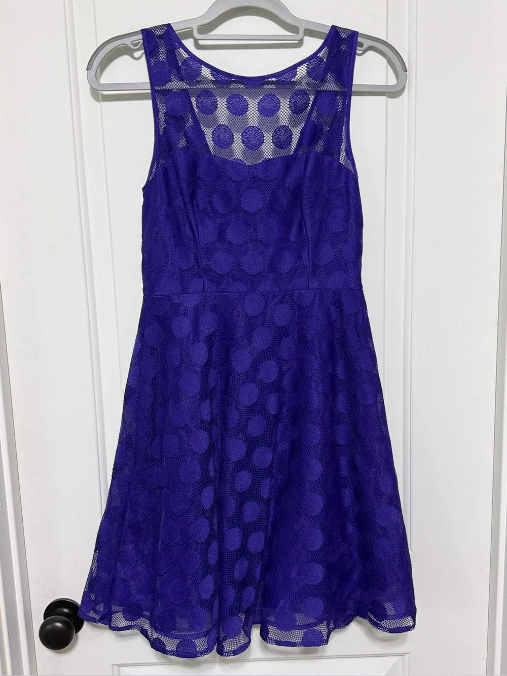 Betsey Johnson Purple Polka Dot Mesh Fit Flare Dress 2